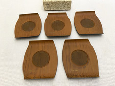 Lot of 5 Vintage Rare Asian Writing Coasters in Box 4” X 4.5” Unusual Shape picture