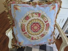 FRENCH Chic Ocean Blue ORNATE Needlepoint Pillow Aubusson Style Pillow Cover 23