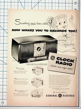 Vintage 1950s GE Clock Radio Ad Ray Milland Model 546 Record Player Ephemera picture