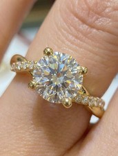 Diamond Petite Twisted Vine Engagement & Wedding Ring In 14K Yellow Gold Plated picture