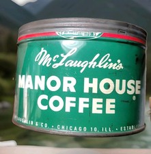 FF McLaughlin's MANOR HOUSE Coffee Can Vintage 1 lb.  Key-open Tin picture
