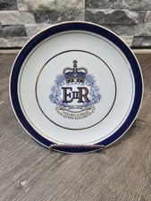 Vintage Queen Elizabeth II Golden Jubilee Plate – Cobalt Blue picture