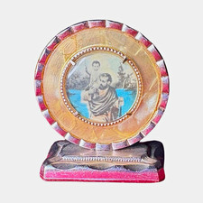 Vintage Italian St Christopher Dashboard Auto Shrine Plaque Pocket Shrine Italy picture