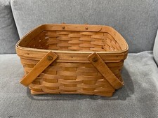 Longaberger Handwoven Square Basket w/ Handles Signed 1990 CMH picture