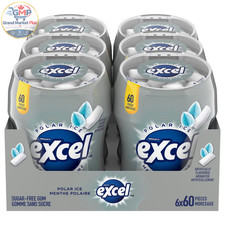 Excel Sugar-Free Gum, Menthe Polar Ice, 60 pieces per bottles, 6 Bottles picture
