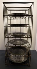VTG 6 Tier Metal Blue Bird Baking Co. Pie Rack W/ 6 Pie Tins 9 Inch picture