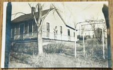 VTG 1910s House RPPC Mother with Cat on Porch AZO Real Photo Postcard Unposted  picture