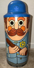 Trash Can, Policeman with Nightstick, Hat, Vintage, Cheinco, 1960s picture