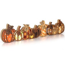 Sophena Fall Decorations Home Wooden Fall Pumpkin Table Sign Tabletop Tiered picture