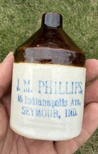 Antique J.M. Phillips Seymour Indiana Mini Jug Saloon General Store Stoneware picture