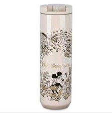 NEW Disney World Four 4 Parks White Metal  Starbucks Travel Tumbler Cup picture