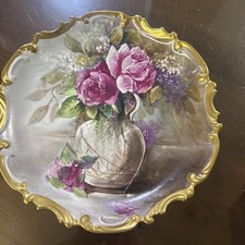 Antique Limoges 13”LCBC Flambeau Wall Plate Heavy Gilded Signed Rene 1890s Mint picture