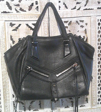 BOTKIER NY VIVI ANGLED SATCHEL BAG BLACK PEBBLE LEATHER, LARGE NEW $298 picture