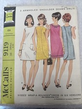 60s McCalls 9119 Sewing Pattern Size Small 8-10 Wrap A Rounder Dress 1967 CUT picture