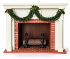 Vintage 2000 Byers’ Choice Carolers Fireplace With Holiday Garland & Log 629A picture
