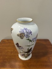 Vintage 1981 Franklin The Meadowland Butterfly Vase John Wilkinson Japan 11
