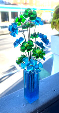 VINTAGE 70s BLUE & GREEN LUCITE FLOWER SCULPTURE MID-CENTURY MCM WONDERMOLD picture