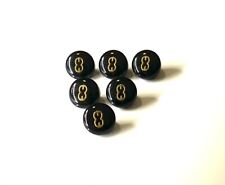 (6) ESCADA Black Enamel Shiny Gold Logo Buttons 1/2