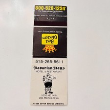 Bavarian Haus Motel & Restaurant Des Moines IA Vintage Matchbook Cover TMB52-2 picture