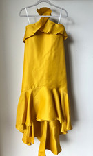 Oscar de la Renta Yellow Silk High‑Low Dress – Loose Fit – Ruffle Detail picture