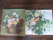 2 Vintage 1977 Hallmark Traditional Wall Calendars Birds And Flowers Unused picture