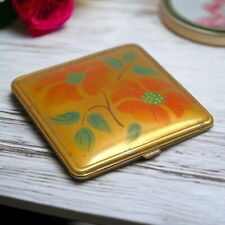 Vintage 1950's Elgin American Brass Floral Motifs Powder Compact Mirror picture