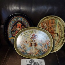 Lot of 3 Vintage Official Anheuser-Busch Advertising Oval Serving Trays 15