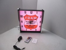 Fram oil Filters LED light up Advertising wall clock Brand New picture