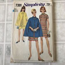 Simplicity 7391 Dress and Cape Coat Size 12 Bust 32 1967 Sewing Pattern ***CUT** picture