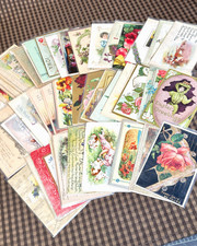 Lot of 55 Various Vintage Antique Greetings Postcards Holidays Poems Friendship picture