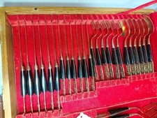 Vtg 56 pc 1940s Mid-Century Handmade Siam Bronze Flatware Set – Neechamall BB picture