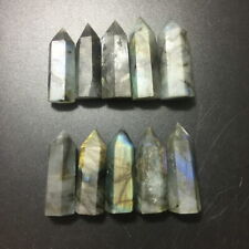10pcs Bulk Natural Labradorite Moonstone Quartz Crystal Point Healing Wand 4-5cm picture
