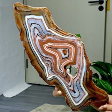 2.62LB Natural orange stripe Agate Druzy Slice Extra Large Gemstone picture