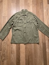 Deadstock WWII US Army HBT Herringbone Twill Shirt 13 Star Buttons OD Green picture