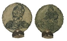 American Indians & Wolves Mt. St. Helen’s Ash Shapes Of Clay W/Stands (Q) picture