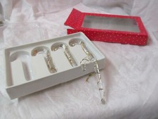 Dillard's Trimmings 4 Glass Christmas Ornaments Candy Canes MIB #29 picture