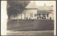 FAMILY IN FRONT OF HOME RPPC Mom Dad Boys Girl & Seated Dog AZO 1904-1918 picture