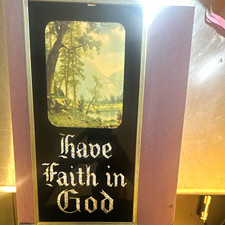 Vintage Have Faith in God Religious Wall Art Silver Foil Black Glass Framed picture