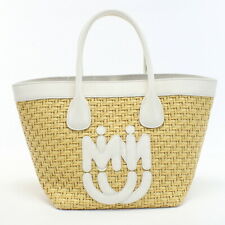 Used Miumiu Basket Bag Women'S Brand 2Way Straw 5Ba137 White picture