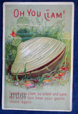 Oh You Clam ~ Antique Embossed Ocean Postcard Marine Biology Seafood 1910~p3 picture