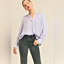 Simply Vera Vera Wang Roll-Tab Sleeve Popover Blouse in Lavender Size S picture