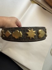 Antique Old Victorian Horse Brass Studs Stars Hearts Leather Strap Collar Gothic picture