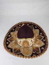 Youth Pegalle Xx Authentic Mexican Mariachi Sombrero Maroon Gold- 6 1/4 By 7