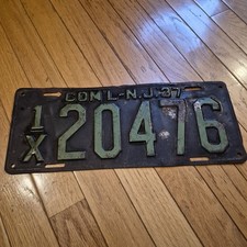 Vintage 1937 NEW JERSEY Commercial LICENSE PLATE  picture