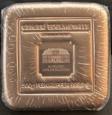 Geiger Edelmetalle Schloss Güldengossa 500g 1/2 Kilo 999.9 Fine Copper Bar picture