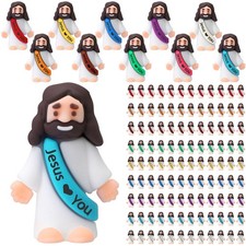 Mini Jesus Figures 1.57in Rubber Christian Party Favors Love You Sash picture