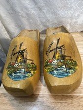 RARE VINTAGE WOODEN DUTCH HOLLAND KLOMPERS 39 SOUVENIR VACATION SHOES  picture