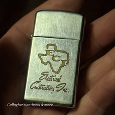 Vintage 1960s Zippo Slim Lighter ECI Electrical Contractors Texas Advertising picture
