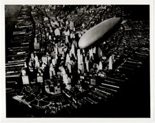 Vintage USS Akron / Macon Navy Airship Over Manhattan NY, Official 8x10 Photo picture