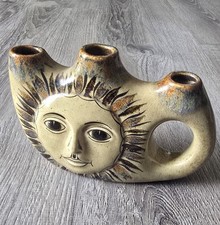 Vintage Signed Carlos Villanueva Folk Art Three Candle Sun Face 7